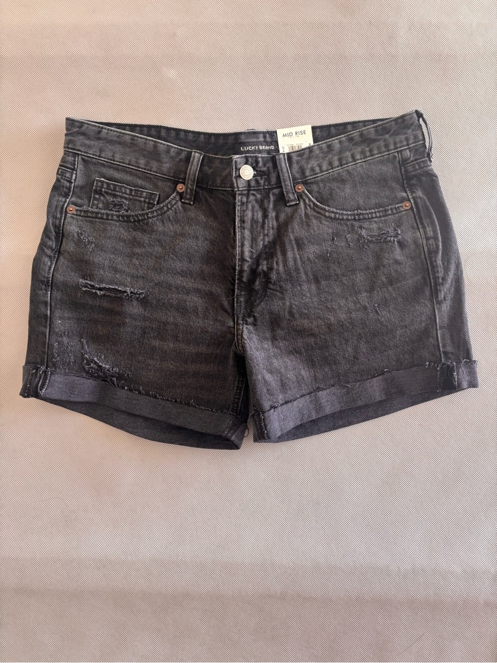 Lucky Brand Washed Black Cuffed Denim Shorts